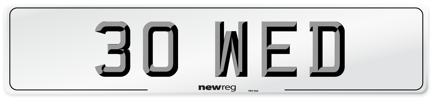 30 WED Number Plate from New Reg